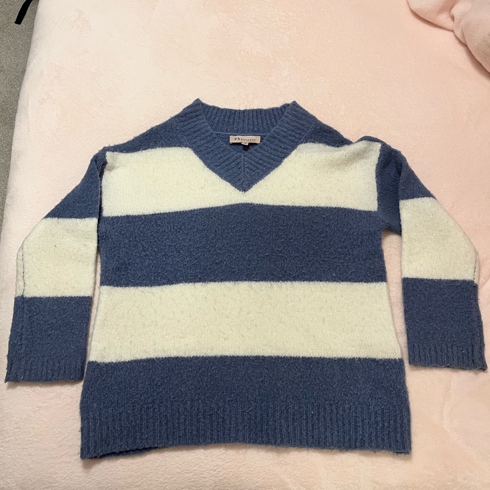 Blue and White Striped Sweater